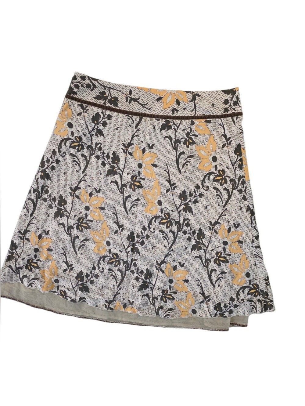 100% SILK Floral skirt With Lining And Cute Bow